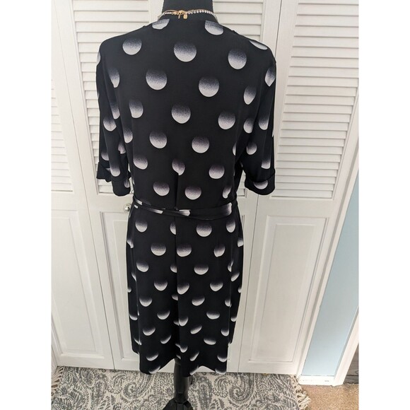 Apt. 9 Dress Women's XL Black White Faux Wrap Stretch Polkadot Casual Corpcore - Picture 6 of 12